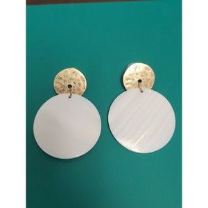 RLM Soho Robert Lee Morris Runway Earrings Gold Tone MOP DisK Couture Designer